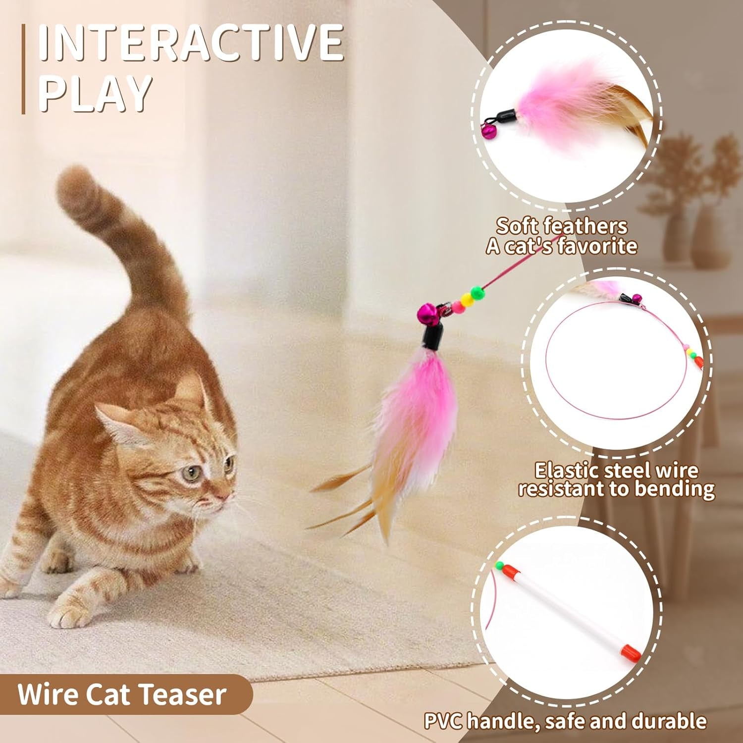 Kitten Toys, Cat Toys, 25 Assorted Cat Stuff Toys Pack Including Crinkle Tunnel Ball Wand Teaser Feather Mouse Mice Spring Assortment Kit for Cats Kittens Rabbits Puppies Rainbow